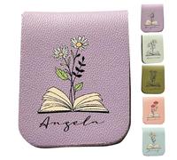 Personalized Magnetic Bookmark with Name & Birth Flower - Custom PU Leather Soft Book Mark for Women, Men, Readers, Book Lovers, Students Gift (Light Purple-1PC)