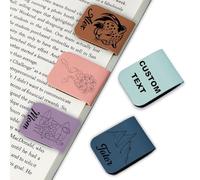 Personalized Magnetic Bookmark with Name Text Icon Available Various Shapes Styles of Magnetic Leather Bookmarks Double-Sided Book Mark Gift for Women Men Book Lover (Rectangular Bookmark)