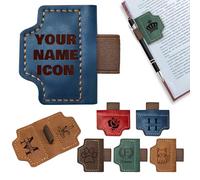 Personalized Magnetic Leather Bookmark Custom Magnetic Leather Pen Holder Bookmark Name&Logo Lnitial Engraving Book Lovers Travelers Students Teachers Friends Gifts Blue