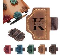Personalized Magnetic Leather Bygone Mark Bookmark with Pen Holder, Custom Engraved Book Clip with Name Initial, Reading Accessories Bookmarks Gifts for Book Lovers(Brown)