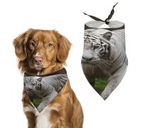 Personalized Majestic White Bengal Tiger Dog Bandanas Washable Cute Soft Cat Dogs Scarf Pet Bandanas Kerchief Adjustable Triangle Bibs Scarf for Small Medium Large Dogs Puppy Cats & Gifts