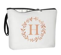 Personalized Make Up Bag - Birthday Gift for Women, Cosmetic Bag, Personalised for Girlfriends, Best Friend, Christmas Xmas Thank You (H, White)