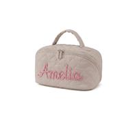 Personalized Makeup Bag, Custom Embroidered Large Capacity Cosmetic Case, Puffy Padded Toiletries Bag for Women, Wide-Open Travel Pouch, Maid of Honor Makeup Bag, Bridesmaid Proposal