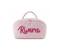 Personalized Makeup Bag, Custom Embroidered Large Capacity Cosmetic Case, Puffy Padded Toiletries Bag for Women, Wide-Open Travel Pouch, Maid of Honor Makeup Bag, Bridesmaid Proposal