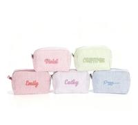 Personalized Makeup Bag with Name - Custom Cosmetic & Toiletry Bag for Women & Teens,Cute Bridesmaid Gift for Wedding,Birthday,Bridal Shower,Travel Organizer Pouch (Dark Blue)