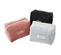 Personalized Makeup Bag with Name, Custom Velvet Toiletry Bag, Customised Bridesmaid Wedding Christmas Birthday Bridal Shower Wedding Gifts for Women