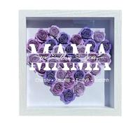 Personalized MAMA WE LOVE YOU Heart Flower Shadow Box Frame for Mothers day , Custom Mothers day MAMA MOM Rose Flower Shadow Box with Name, Birthday Gifts For Mom, Grandma, MAMA,NANA