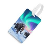 Personalized Mammoth Migration Luggage Tag Cute Suitcase Label for Travel Luggage Identifier with Secure Strap Name Address Tel Unique Backpack Handbag Tag for Men Women White