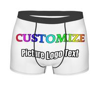 Personalized Man's Boxers Briefs, Custom Underwear with Picture Logo Text Customized Novelty Underpants Funny Boxer Shorts Gifts for Husband Father Boyfriend (UK, Alpha, L, Regular, Regular, White)