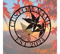 Personalized Maple Leaf Metal Sign, Custom Canadian Wall Art for Family & Home, Rustproof Address Plaque, Patriotic Gift for Canadians (Style C)