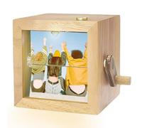 Personalized Mechanical Picture Flipbook Frame - Custom Hand-cranked Photo Album with Light, Wedding, Anniversary, Birthday, Christmas Gift for Couples, Families, and Loved Ones