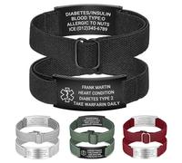 Personalized Medical Alert Bracelet, Custom Engraved Stainless Steel ID Plate with Stretch Elastic Strap, Emergency Awareness Medic Bracelet for Diabetes, Epilepsy, Autism, Allergies, Heart Conditions