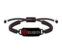 Personalized Medical Alert Bracelet, Custom Engraved Text or Editable QR Code Medical ID Bracelet, Adjustable Braided Emergency Identification Wristband, Suitable for Daily Wear(Coffee-ELIQUIS)