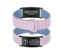 Personalized Medical Alert Bracelet Men & Women - Monochrome Silicone Waterproof & Adjustable Emergency Medical Bracelets Bracelet for Autism Allergy Diabetic Epilepsy