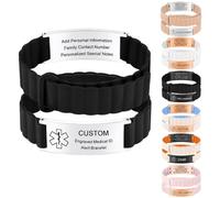 Personalized Medical Alert Bracelets for Men Women, Engraved ID Wristband | Blood Thinner,Epilepsy,Eliquis,Type 2/1 Diabetes,Autism,DNR,Pacemaker,Emergency Alarm Tag Magnetic Bracelet Customizable