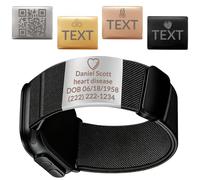Personalized Medical Alert Id Tag for Watch Band Custom Laser Engraved Stainless Steel Id Tags Medical Id Band for Contact Information Allergy Information Medical History Symptoms-Without Watchband