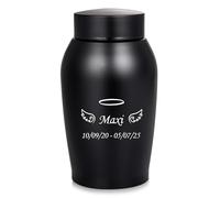 Personalized Medium Cremation Urn - Engraved Name and Date Pet Urns for Ashes, Wings Halo Keepsake Vase Gift for Pet Loss