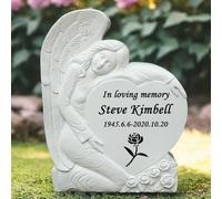Personalized Memoiral Grave Angel Stones Engraved with Any Message for Cemetery - Custom Remembrance Stones Grave Markers Plaques Cemetery Headstones for Someone Lost
