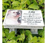 Personalized Memorial Bench for Pet Human, Custom Pet Memorial Stone with Colorful Photo, Pet Grave Marker Dog Headstone Cat Tombstone, Loss of Pet Gifts, Memorial Garden Plaque (G)