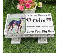 Personalized Memorial Bench for Pet Human, Custom Pet Memorial Stone with Colorful Photo, Pet Grave Marker Dog Headstone Cat Tombstone, Loss of Pet Gifts, Memorial Garden Plaque (F)