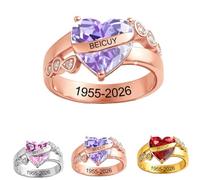 Personalized Memorial Birthstone Ring, Hug From Heaven Gift, Custom Engraved Name Memorial Rings for Women, Personalised Birthstone Ring, for Loss Loved Ones Mom Dad