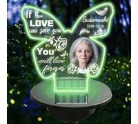 Personalized Memorial Garden Solar Outdoor Lights with Photo Name Custom Grave Decor Solar Lights for Sympathy Gifts for Loss of Loved One in Loving Memory Memorial Gift (A-Butterfly -1)