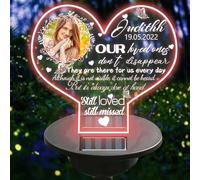 Personalized Memorial Garden Solar Outdoor Lights with Photo Name Custom Grave Decor Solar Lights for Sympathy Gifts for Loss of Loved One in Loving Memory Memorial Gift (A-Heart -2)