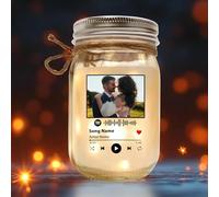 Personalized Memorial Jar Light with Photo & Song - Unique Gift Wedding or Anniversary for Couple, Women, Men, or Family Members