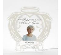 Personalized Memorial Light Sympathy Gift for Loss Loved Ones Custom Photo Engraved Acrylic Night LED Lamp with Heartfelt Bereavement Present Memorials Remembrance Keepsake (Multicolor)