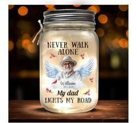 Personalized Memorial Mason Jar Light for Loved Ones, in Loving Memory Gifts, Sympathy Gifts for Loss of Mom Dad Family Member, Custom Jar Night Light Decor (Version6)