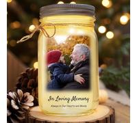 Personalized Memorial Mason Jar Light for Loved Ones, in Loving Memory Gifts, Sympathy Gifts for Loss of Mom Dad Family Member, Custom Jar Night Light Decor (Version5)