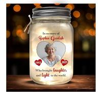 Personalized Memorial Mason Jar Light for Loved Ones, in Loving Memory Gifts, Sympathy Gifts for Loss of Mom Dad Family Member, Custom Jar Night Light Decor (Version 9)