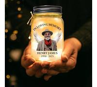 Personalized Memorial Mason Jar Light for Loved Ones, in Loving Memory Gifts, Sympathy Gifts for Loss of Mom Dad Family Member, Custom Jar Night Light Decor (Version 8)