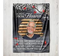 Personalized Memorial Photo Blanket Gift, A Hug from Heaven, Loss of Mother Father Sympathy Gift, Memorial Gift for Family Members Mom Dad Grandma Grandpa (Style-01)