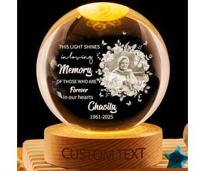 Personalized Memorial Photo Crystal Globe Lamp Custom Loss of Loved Ones Crystal Night Light This Light Shines in Loving Memory of Those Who are Forever in Our Hearts Sympathy Gift for Family