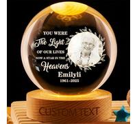Personalized Memorial Photo Crystal Globe Lamp Custom Loss of Loved Ones Crystal Night Light You were The Light of Our Lives Now A Star in The Heavens Remembrance Keepsake Sympathy Gift for Family