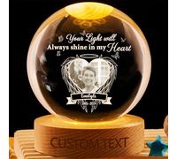 Personalized Memorial Photo Crystal Globe Lamp Custom Loss of Loved Ones Crystal Night Light Your Light Will Always Shine in My Heart Remembrance Keepsake Sympathy Gift for Family Christmas,03
