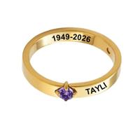 Personalized Memorial Ring With Birthstone, Custom Name Date Ring, Engraved Name Memorial Rings Personalized, Custom Always In My Heart Birthstone Rings for Women, Loss Of Loved One
