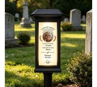 Personalized Memorial Solar Garden Lights for Cemetery,Custom Memorial Solar Garden Light with Photo & Name,Weatherproof GardenLight Grave Decor,MemorialSympathy Gift for Family Loss of Loved Ones