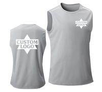 Personalized Mens Workout Tank Tops Custom Logo Text Photo Sleeveless Quick Dry Team Uniform Vest for Sports Team Club Light Grey