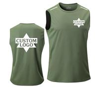 Personalized Mens Workout Tank Tops Custom Logo Text Photo Sleeveless Quick Dry Team Uniform Vest for Sports Team Club Army Green