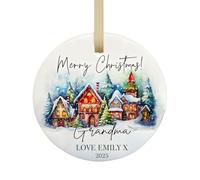 Personalized Merry Christmas Ceramic Ornament | Custom XMAS Tree Decoration Gift for Family Friends Grandma Grandad Nanny Grandparents Keepsake