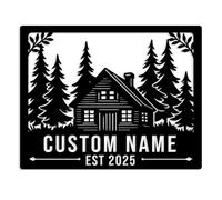 Personalized Metal Cabin Name Sign,House Number Sign,Lake House Decor,Front Porch Decor, Personalized Gift, Housewarming Gifts (Style-5)
