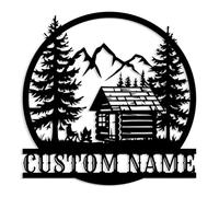 Personalized Metal Cabin Name Sign,House Number Sign,Lake House Decor,Front Porch Decor, Personalized Gift, Housewarming Gifts (Style-2)