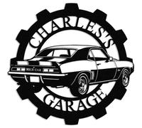 Personalized Metal Car Garage Name Sign, Custom Car Workshop Wall Decor, Large Outdoor Garage Plaque for Man Cave, Gift for Dad, Husband or Grandpa (Car D)