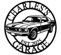 Personalized Metal Car Garage Name Sign, Custom Car Workshop Wall Decor, Large Outdoor Garage Plaque for Man Cave, Gift for Dad, Husband or Grandpa (Car A)