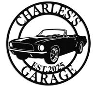 Personalized Metal Car Garage Name Sign, Custom Car Workshop Wall Decor, Large Outdoor Garage Plaque for Man Cave, Gift for Dad, Husband or Grandpa (Car C)