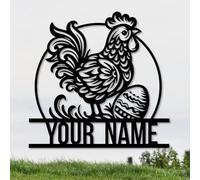 Personalized Metal Chicken Farm Wall Art - Custom Farmhouse Decor With Hen House Design (Style D)