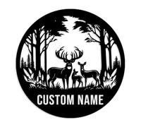Personalized Metal Deer & Elk Scene Sign - Custom Mountain Wildlife Wall Art, Rustic Cabin Address Plaque, Outdoor Hunting Gift, Natural Decor (Style-1)