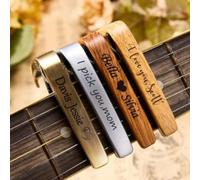Personalized Metal Guitar Capo with Wood Grain,Custom Capo for Guitar,Birthday Gift,Gift for Guitarists,Fathers Days,wedding,Anniversary (3pcs)